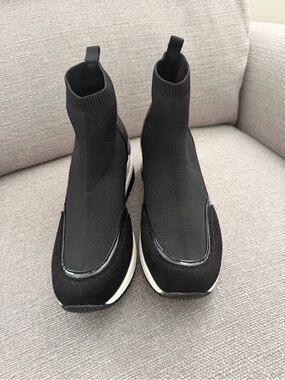 French Connection Black Sock Sneakers with White Sole